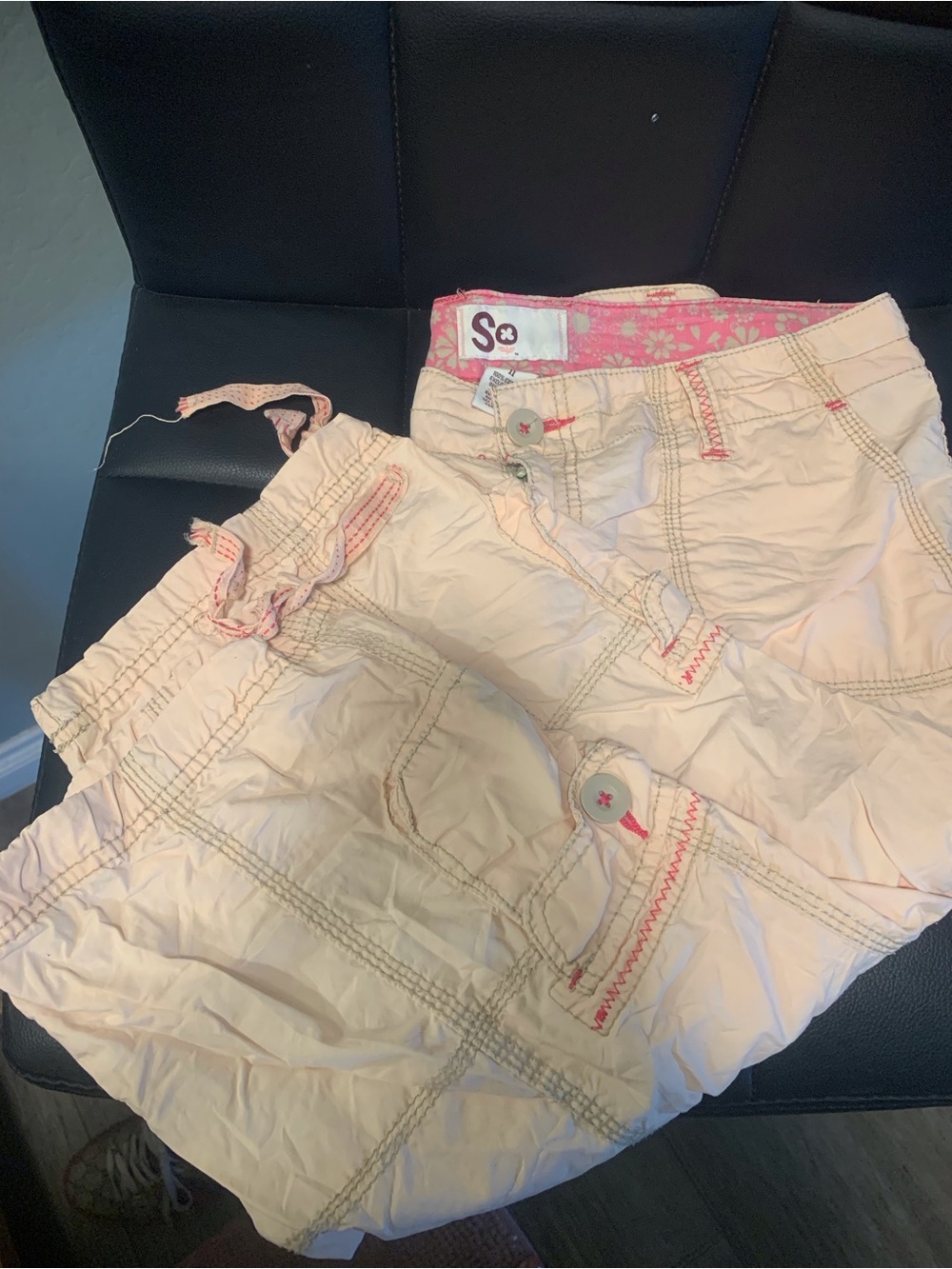SO Cream Girls' Cargo Shorts with Pink Accents